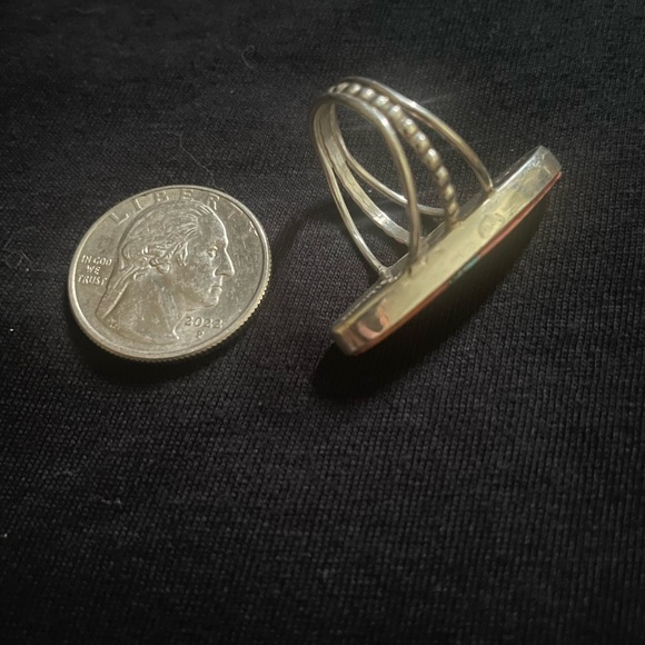 Silver and Orange Inlay Ring - Picture 5 of 5